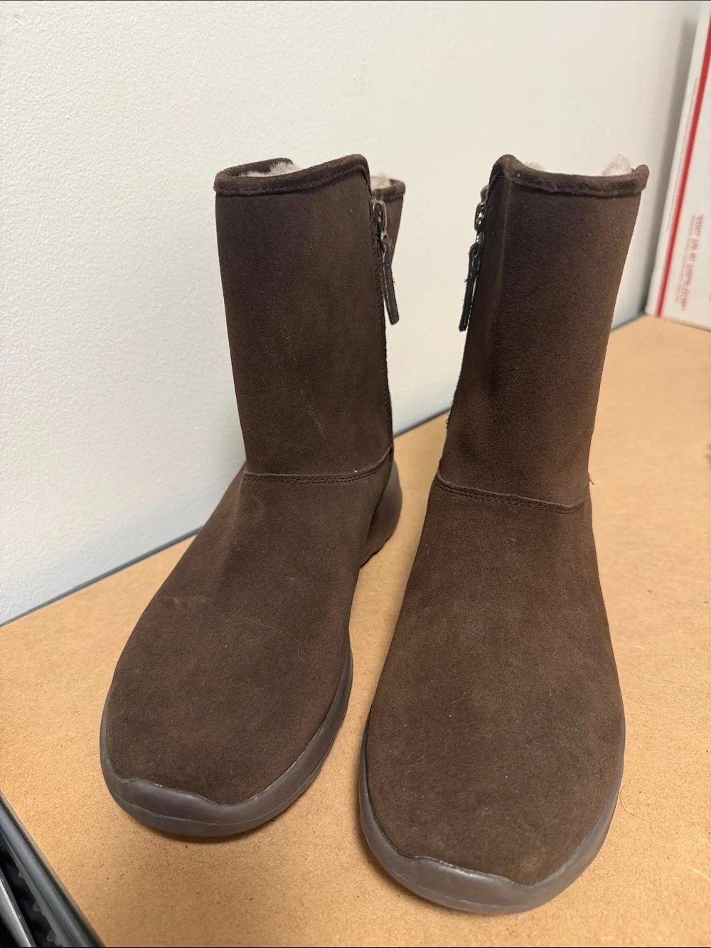 Women's SKECHERS ON THE GO JOY CADET Brown Boots Suede Leather 15526, size 9.5